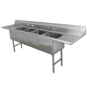 "Advance Tabco FC-4-1824-24RLX 144"" 4 Compartment Sink w/ 18""L x 24""W Bowl, 14"" Deep, Stainless Steel"
