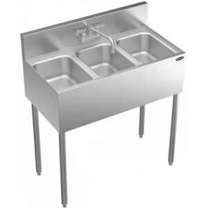 "Krowne CS-1836 36"" 3 Compartment Sink w/ 10""W x 14""L Bowl, 10"" Deep, Stainless Steel"