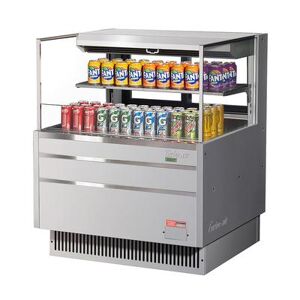 Turbo Air "Turbo Air TOM-36L-UFD-S-2S-N 34 3/4"" Horizontal Open Air Cooler w/ (2) Levels, 115v, Low Profile, 7 cu. ft. Capacity, Silver"