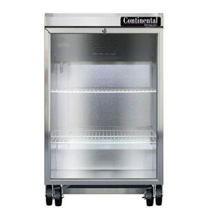Continental "Continental BB24NSSGD 24"" Bar Refrigerator - 1 Swinging Glass Door, Stainless Steel, 115v, Silver Back Bar Cooler"