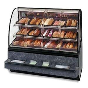 "Federal SN77SS Series '90 77"" Self Service Bakery Case w/ Curved Glass - (3) Levels, 120v, Black"