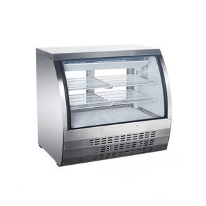 "Omcan 50079 47"" Full Service Deli Case w/ Curved Glass - (3) Levels, 115v, Stainless Steel Exterior, Silver"