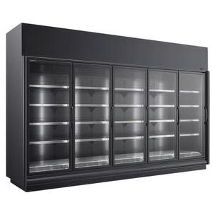 "Master-Bilt BEL-5-30CP 158 5/16"" Five Section Display Freezer w/ Swing Doors - Top Mount Compressor, Black, 208-230v"