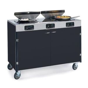 "Lakeside 2085 BLK 40 1/2"" High Mobile Cooking Cart w/ 3 Induction Stove, Black"
