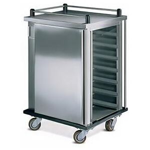 Dinex DXPPSC14 TQ Economy 14 Tray Ambient Meal Delivery Cart, Single Compartment, Stainless Steel