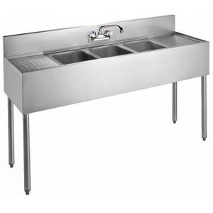 "Krowne CS-1860 60"" 3 Compartment Sink w/ 10""W x 14""L Bowl, 10"" Deep, Stainless Steel"