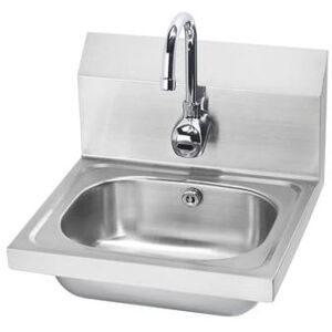 "Krowne HS-11 Wall Mount Commercial Touchless Hand Sink w/ 14""L x 10""W x 6""D Bowl, Gooseneck Faucet, Silver"