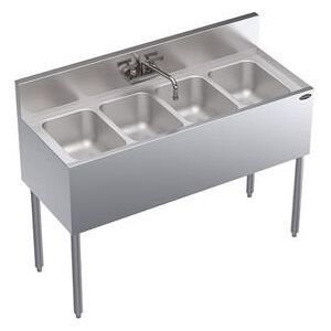 "Krowne KR19-44C 48"" 4 Compartment Sink w/ 10""W x 14""L Bowl, 10"" Deep, Stainless Steel"