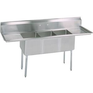 "BK Resources BKS-3-1824-14-18T 90"" 3 Compartment Sink w/ 18""L x 24""W Bowl, 14"" Deep, Stainless Steel"