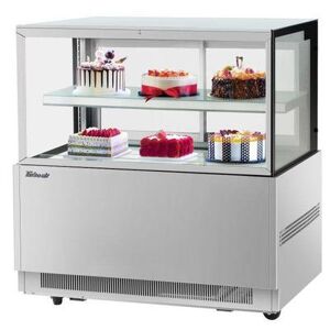 Turbo Air "Turbo Air TBP48-46FN-S 47 1/4"" Full Service Bakery Display Case w/ Straight Glass - (2) Levels, 115v, Refrigerated Bakery, Silver"