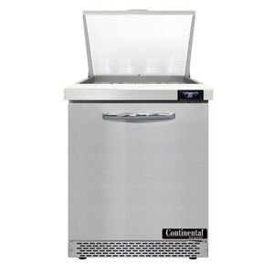 Continental "Continental SW27N12M-FB 27"" Sandwich/Salad Prep Table w/ Refrigerated Base, 115v, 12 Sixth-Size Pans, Front-Breathing Condenser, Stainless Steel"