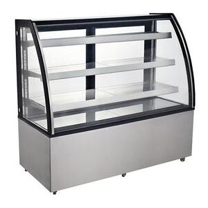 "Omcan 44504 72"" Full Service Bakery Display Case w/ Curved Glass - (4) Levels, 110v, Silver"