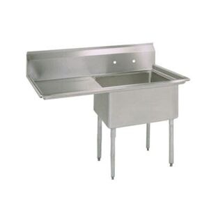 "BK Resources BKS-1-24-14-24L 50 1/2"" 1 Compartment Sink w/ 24""L x 24""W Bowl, 14"" Deep, Stainless Steel"