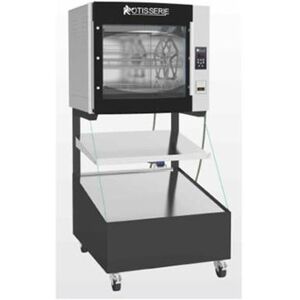 "Rotisol USA 8.520I2LSP8 35 1/8"" Combination Roti-Roaster Rotisserie on Self Service Hot Food Display - 2 Shelves, 208-240v/3ph, Black"