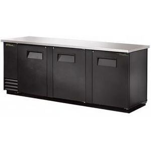 "True TBB-4PT 90 3/8"" Bar Refrigerator - 3 Swinging Solid Doors, Black, 115v   True Refrigeration"