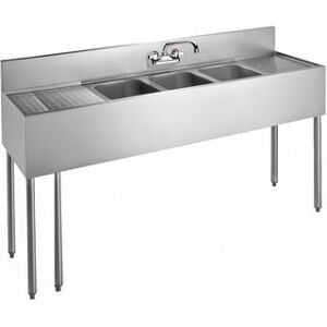 "Krowne CS-1872 72"" 3 Compartment Sink w/ 10""W x 14""L Bowl, 10"" Deep, Stainless Steel"