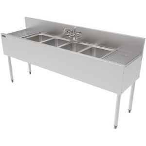 "Perlick TS72M4-DB-STK 72"" 3 Compartment Sink w/ 10""L x 14""W Bowl, 9 1/4"" Deep, Stainless Steel"