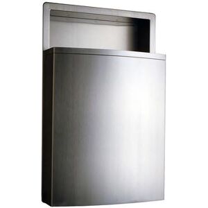 Bobrick B43644 Contura Series 12 4/5 Gallon Recessed Bathroom Trash Can, Stainless Steel