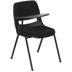 Flash Furniture RUT-EO1-01-PAD-RTAB-GG Hercules Ergonomic Shell Chair w/ Right Hand Tablet Arm - Black Padded Seat, Black Metal Frame