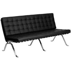 "Flash Furniture ZB-FLASH-801-SOFA-BK-GG Hercules Flash 68"" Sofa w/ Black LeatherSoft Upholstery - Curved Stainless Steel Legs"