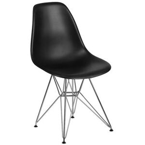 Flash Furniture FH-130-CPP1-BK-GG Accent Side Chair - Black Plastic Seat, Chrome Base