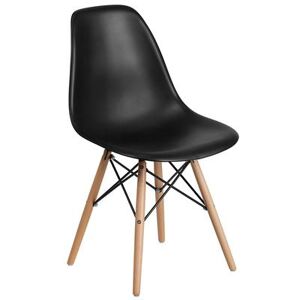 Flash Furniture FH-130-DPP-BK-GG Elon Accent Side Chair - Black Plastic Seat, Wood Base