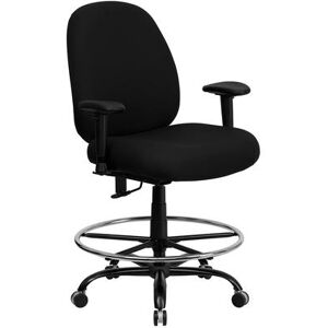 Flash Furniture WL-715MG-BK-AD-GG Swivel Big & Tall Drafting Stool w/ Arms & High Back - Black Fabric Upholstery