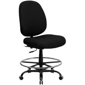 Flash Furniture WL-715MG-BK-D-GG Hercules Swivel Big & Tall Drafting Stool w/ High Back - Black Fabric Upholstery