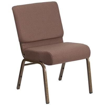 Flash Furniture FD-CH0221-4-GV-BNDOT-GG Extra Wide Stacking Church Chair w/ Brown Dot Fabric Back & Seat - Steel Frame, Gold Vein
