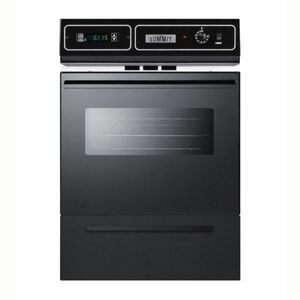 Summit TTM7212DK Wall Oven w/ Electronic Ignition, Digital Clock & Oven Window, Glass, Black, Natural Gas