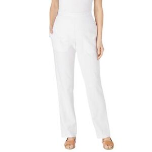 Woman Within Plus Size Women's Straight Leg Linen Pant by Woman Within in White (Size 12 T)