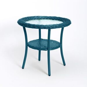 BrylaneHome Roma All-Weather Wicker Side Table by BrylaneHome in Teal