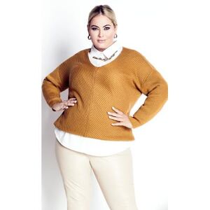 AVENUE Plus Size Women's Primrose Sweater - almond by AVENUE in Almond (Size 16W)