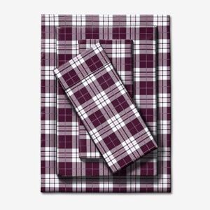 BrylaneHome BH Studio Extra Deep Print Sheet Set by BrylaneHome in Plum Plaid (Size KING)