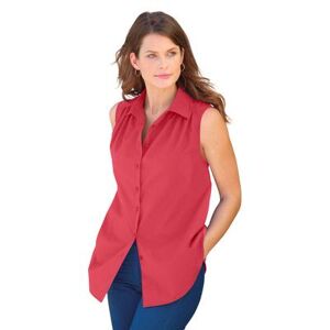 Roaman's Plus Size Women's Sleeveless Kate Big Shirt by Roaman's in Strawberry (Size 30 W) Button Down Shirt Blouse