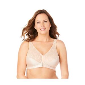Exquisite Form Plus Size Women's Front-Close Lace Wireless Posture Bra 5100565 by Exquisite Form in Rose Beige (Size 44 C)