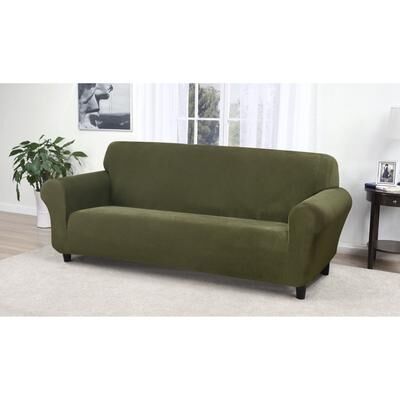 Brylane Home Kathy Ireland Knit Pique Sofa Slipcover Furniture Protector by Brylane Home in Forest