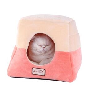 Armarkat 2-In-1 Cat Bed Cave Shape And Cuddle Pet Bed, Orange Beige by Armarkat in Orange Beige