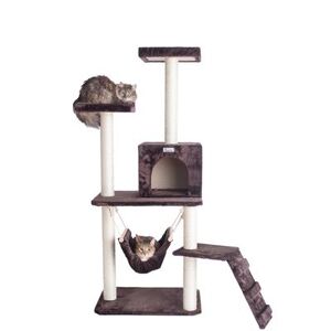 Armarkat "4 Level Gleepet Real Wood 57"" Condo Cat Tree With Ramp, Hammock by Armarkat in Coffee Brown"