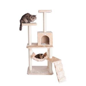 Armarkat "Gleepet 57"" Real Wood Cat Tree With Perches, Running Ramp, Condo And Hammock by Armarkat in Beige"