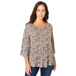 Plus Size Women's Pleated Blouse by Jessica London in New Khaki Shadow Leopard (Size 20 W)