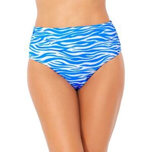 Plus Size Women's Shirred Swim Brief by Swimsuits For All in Blue Animal (Size 20)