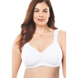 Comfort Choice Plus Size Women's Cotton Wireless Lightly Padded T-Shirt Bra by Comfort Choice in White (Size 38 DD)