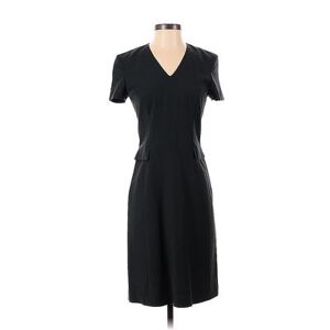 Boss by HUGO BOSS Casual Dress - Sheath V Neck Short sleeves: Black Print Dresses - Women's Size 2