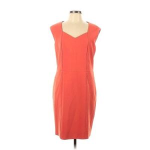 Boss by HUGO BOSS Casual Dress - Party V Neck Sleeveless: Orange Solid Dresses - Women's Size 12