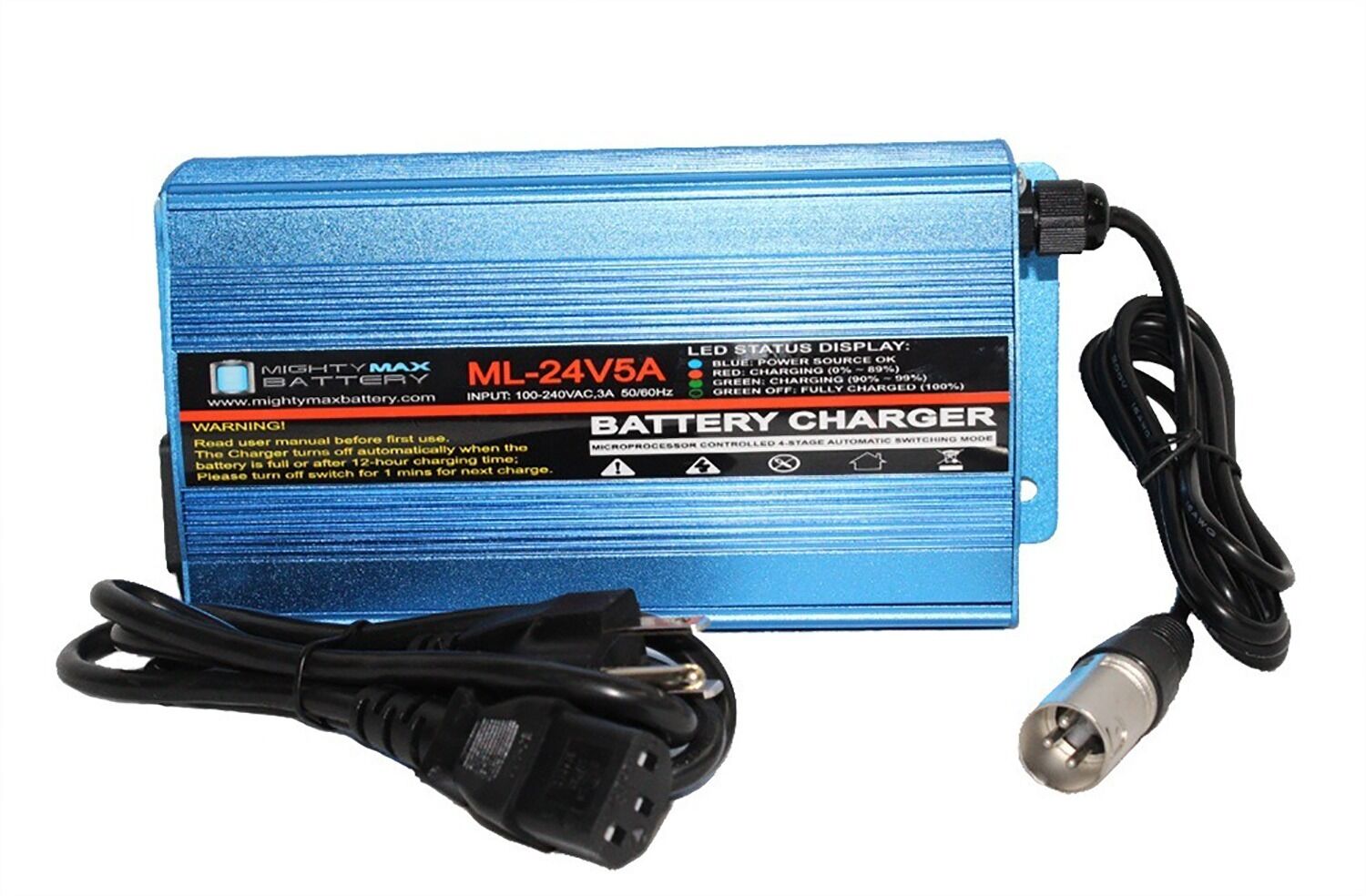 Mightymaxbattery 24V 5A Golden Technology Compass Sport GP605SS, GP605CC XLR Charger