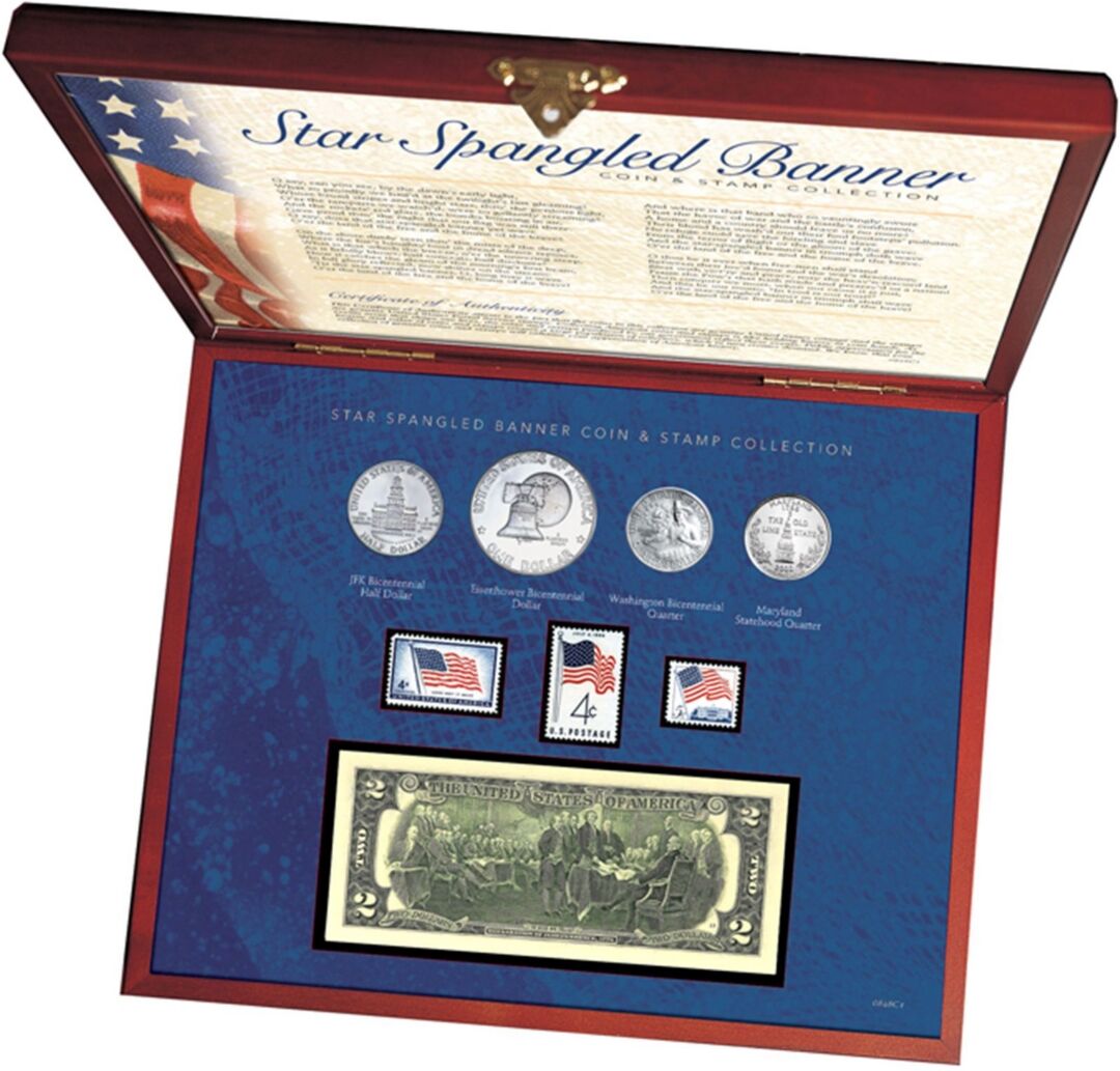 American Coin Treasures Star Spangled Coin and Stamp Box Set - Multi