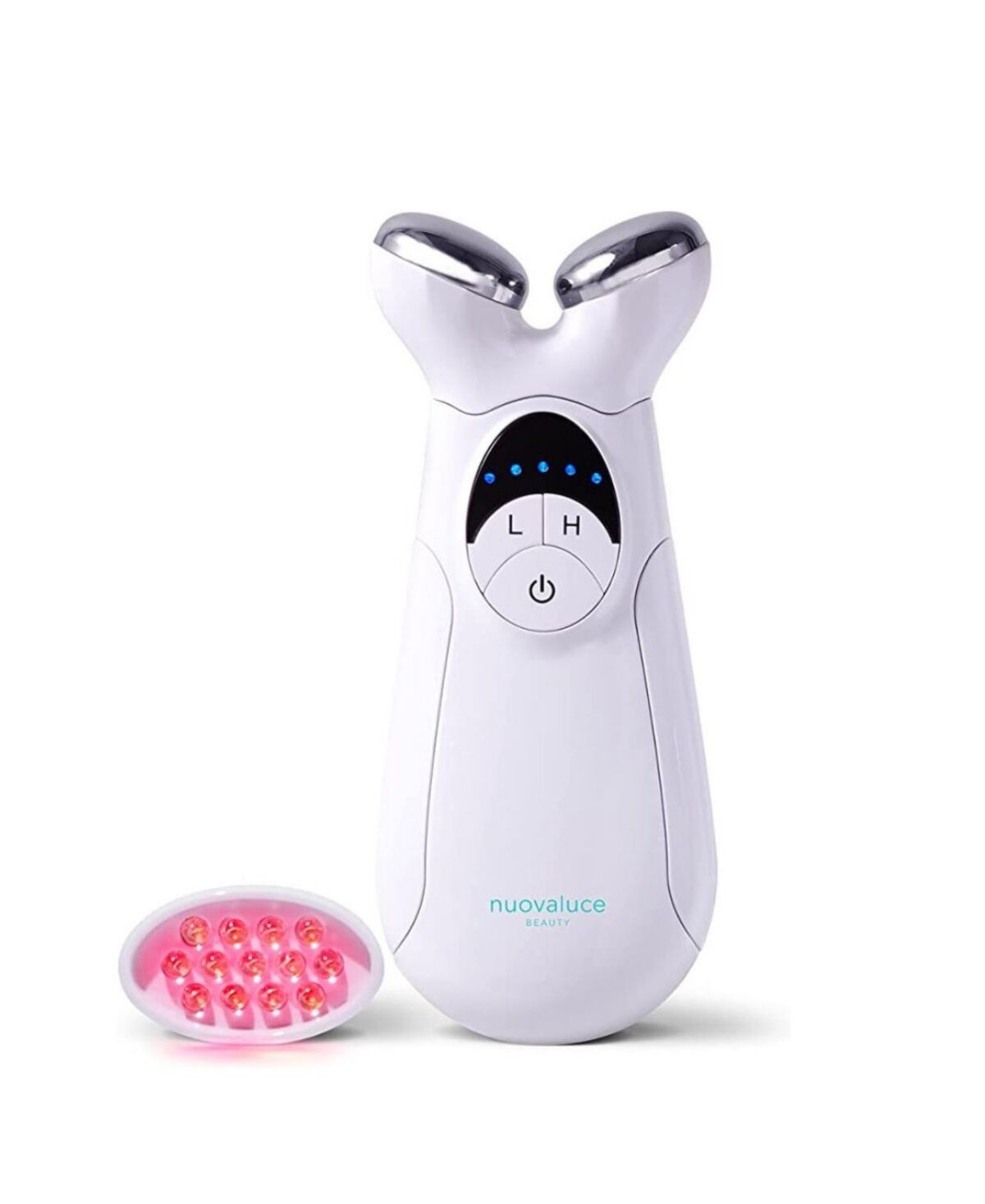 Nuovaluce Beauty 2 in 1 Anti-Aging Led Light Therapy & Microcurrent Facial Device - Wrinkle Eraser & Skin Smoothing Tool - Handheld Skincare Tool for