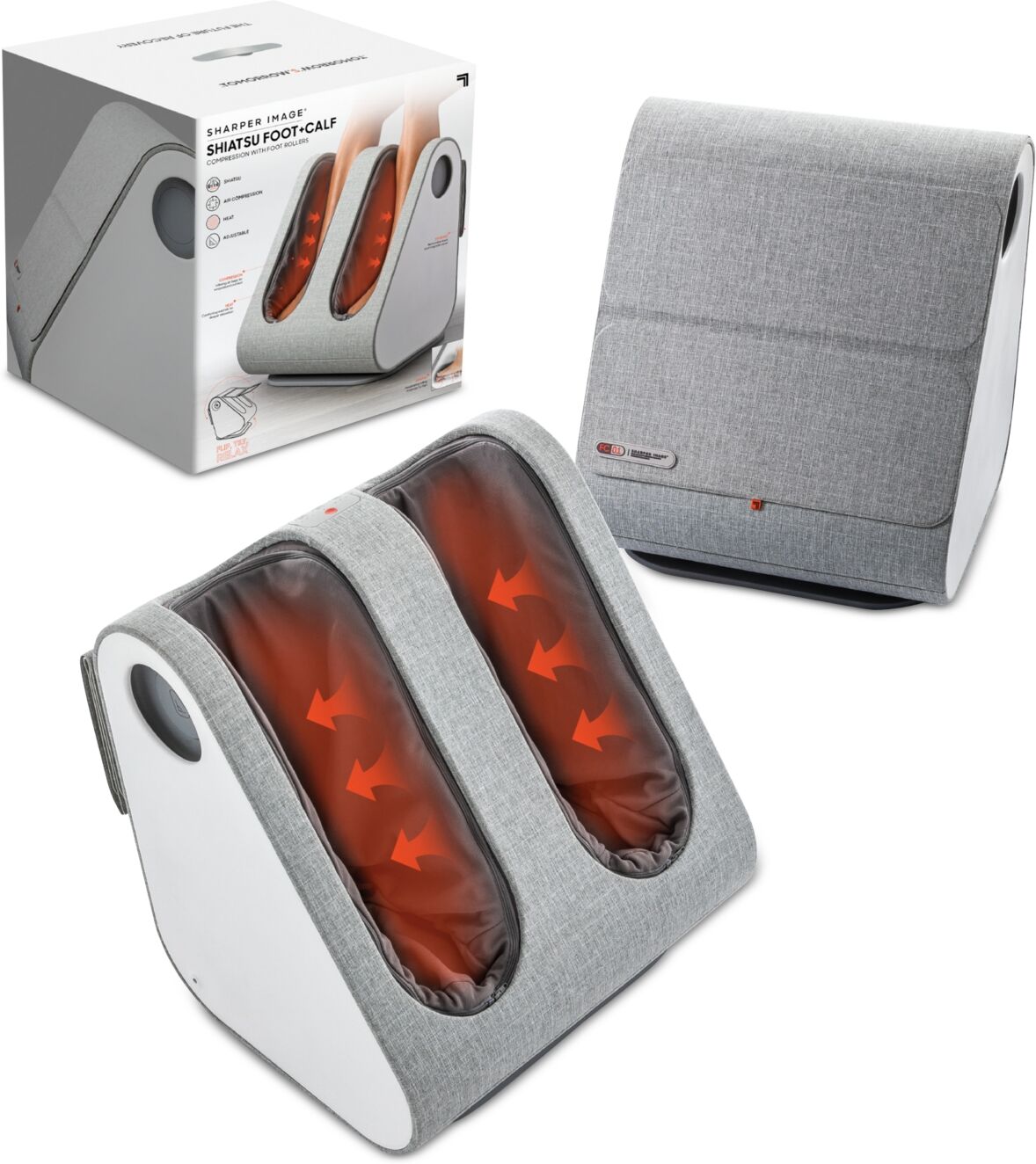 Sharper Image Shiatsu Heated Foot and Calf Massager - White