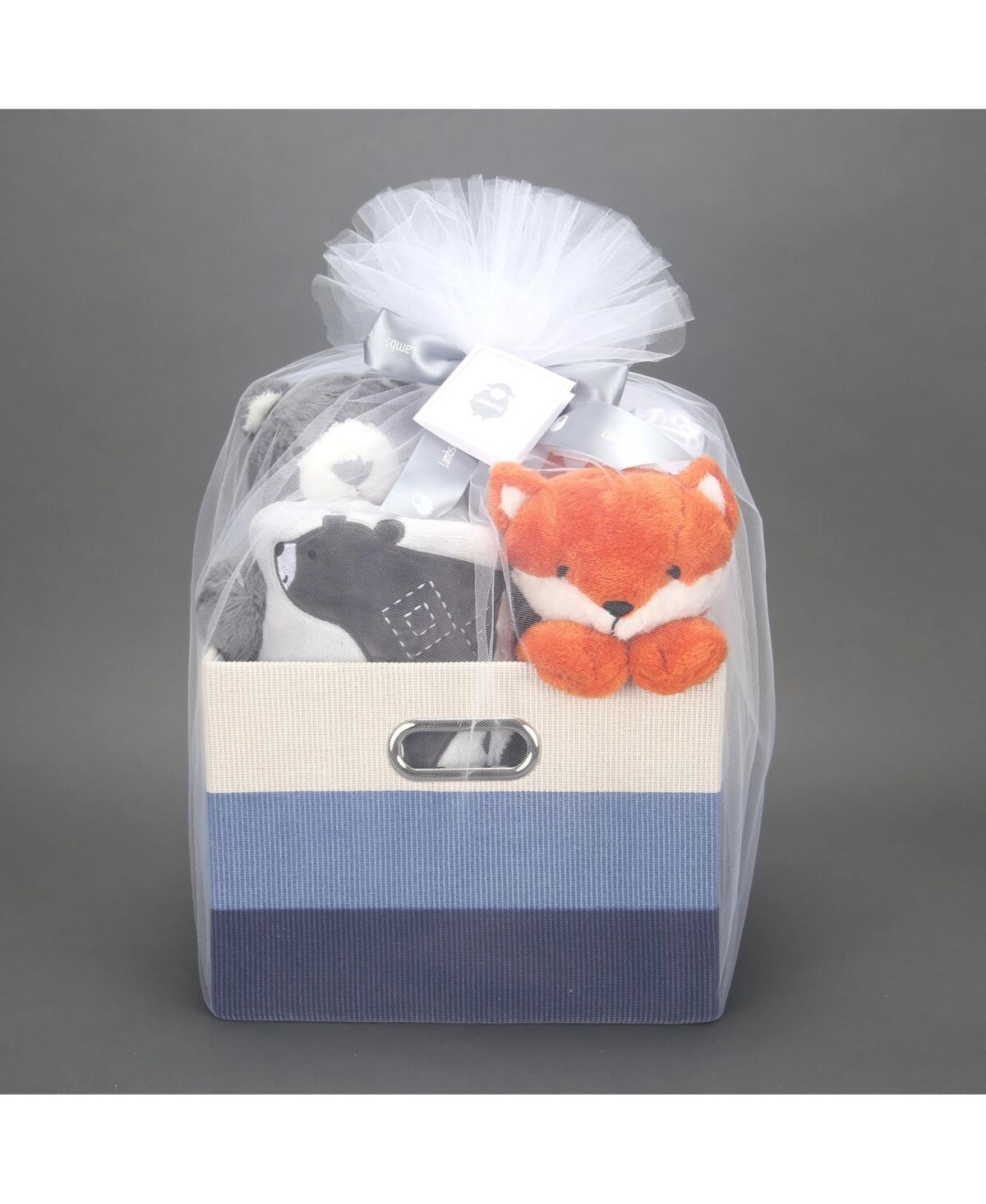 Lambs & Ivy Blue 5-Piece Baby Gift Basket for Baby Shower/Newborn Welcome Home - Multicolor